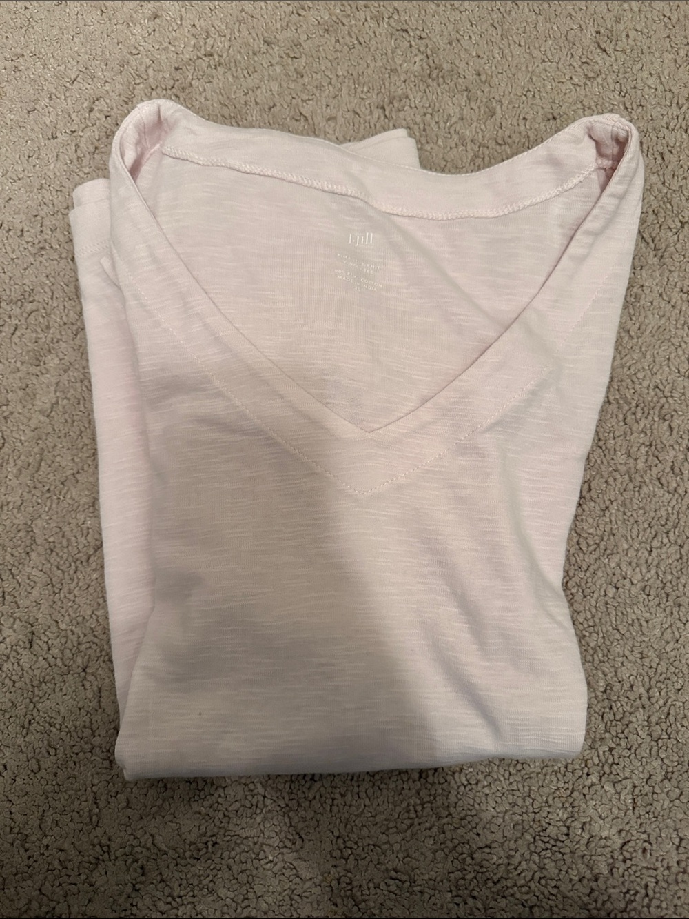 J. Jill Pale Pink V-Neck Tee Pima Slub Knit